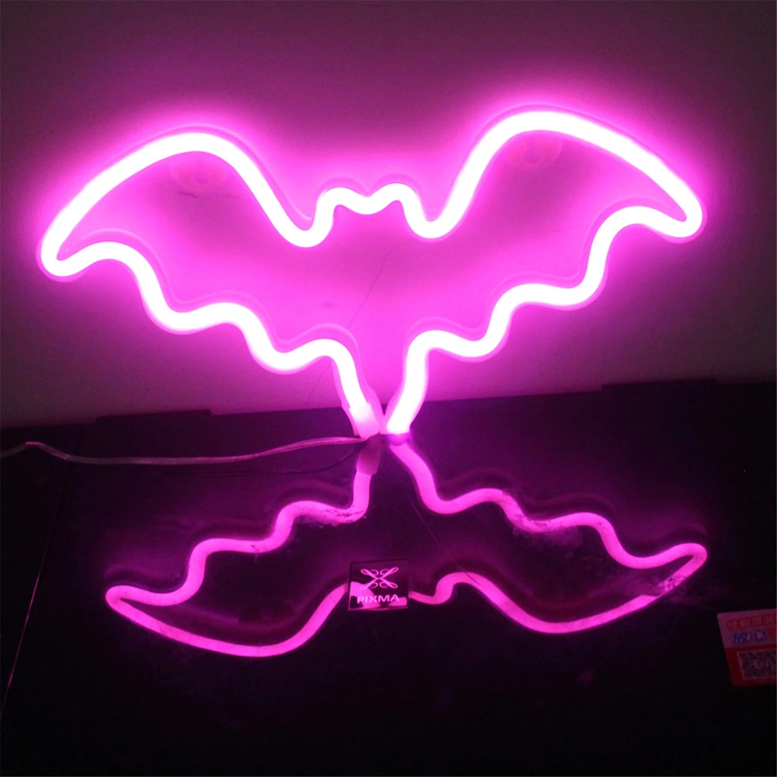 Neon Bat Shaped Wall Hanging Lamp Halloween Bedroom Home Party Bar Decoration Halloween Decorations