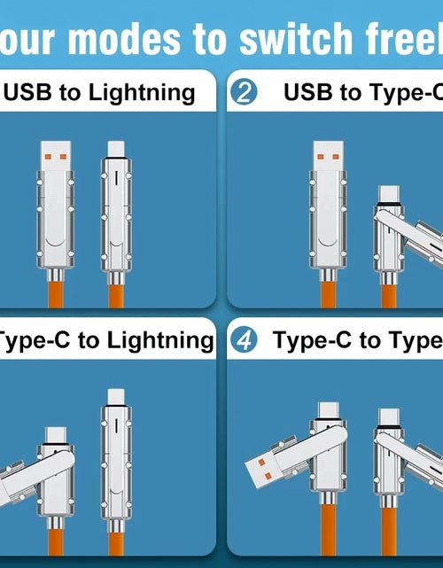 Load image into Gallery viewer, 4 in 1 120W USB Type C to Type C IOS Cable 3 in 1 PD 100W Fast Charging Data Cable for Iphone 11 12 13 14 15 Pro Max Samsung S24
