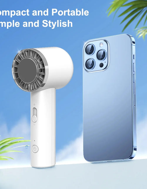 Load image into Gallery viewer, Handheld Fan with Ice Compress, Portable Mini Jet Fan Bladeless Stepless Speed Turbo Cooling Summer, 2000Mah 8000RPM Lightweight Compact for Travel, White
