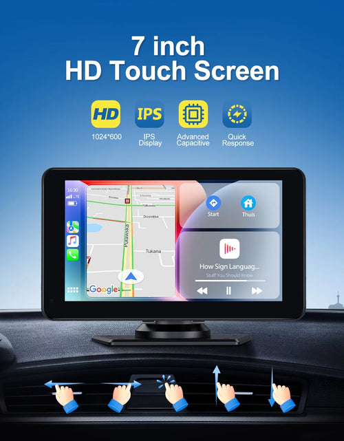 Load image into Gallery viewer, TOGUARD Portable 7 Inch Portable Wireless Car Stereo, Apple Carplay,1080P Backup Camera, Touchscreen GPS Navigation Car Video, Car Audio Receivers with Airplay, Android Auto, Bluetooth, FM, Siri
