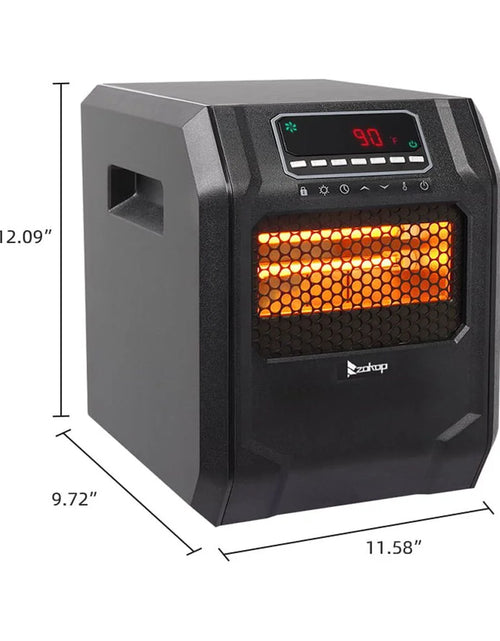 Load image into Gallery viewer, 1500W Remote Control Portable Electric LED Quartz Infrared Fan Space Heater, Black
