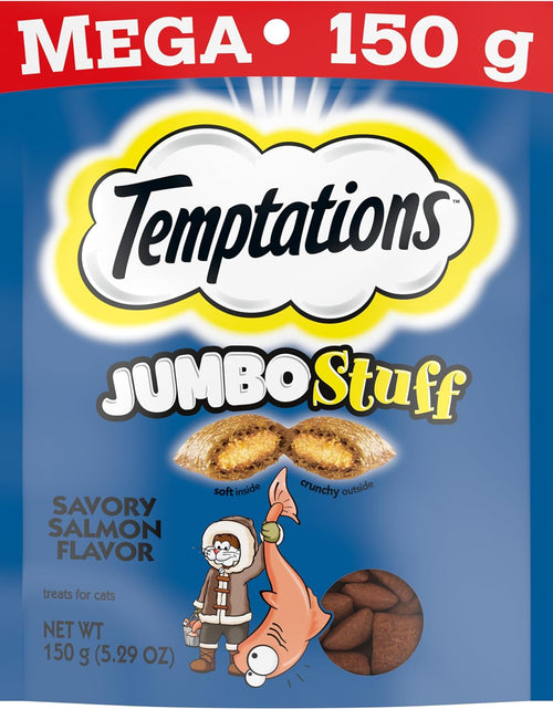 Load image into Gallery viewer, Jumbo Stuff Crunchy and Soft Cat Treats Savory Salmon Flavor, 5.3 Oz. Pouch (Pack of 10)
