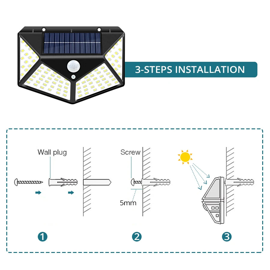 Solar Lamp Outdoor Garden Light Motion Sensor Solar Wall Lamp Waterproof Sunlight Powered Solar Lights Led Spotlight for Garden