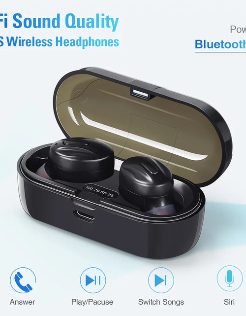 Load image into Gallery viewer, TWS Wireless Earbuds,True Wireless Bluetooth 5.0 Earbuds Built-In Microphone,Ipx5 Waterproof,Stereo Bass Noise Cancelling Earphones Headset with Charging Case
