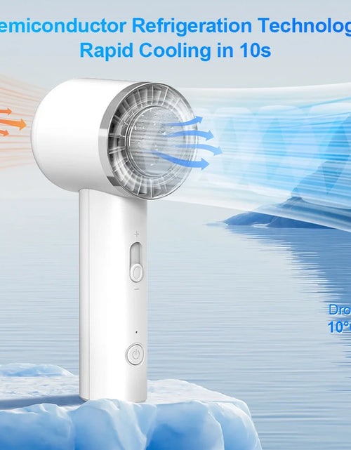 Load image into Gallery viewer, Handheld Fan with Ice Compress, Portable Mini Jet Fan Bladeless Stepless Speed Turbo Cooling Summer, 2000Mah 8000RPM Lightweight Compact for Travel, White
