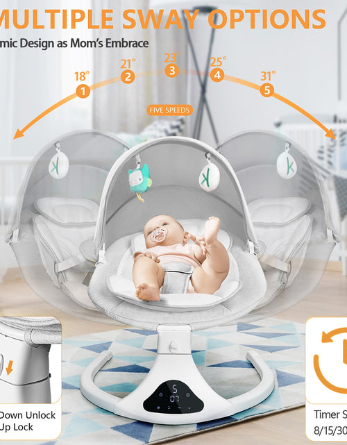 Load image into Gallery viewer, Electric Baby Swing for Infants, Bluetooth Swing Baby Bouncer Baby Rocker with Intelligence Timing, Gray
