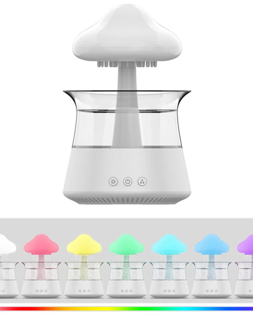 Load image into Gallery viewer, Jetclutch Cloud Rain Humidifier with 7 Colour Lights Timer Portable Raindrop Cloud Humidifier Reusable Aroma Diffuser Humidifier
