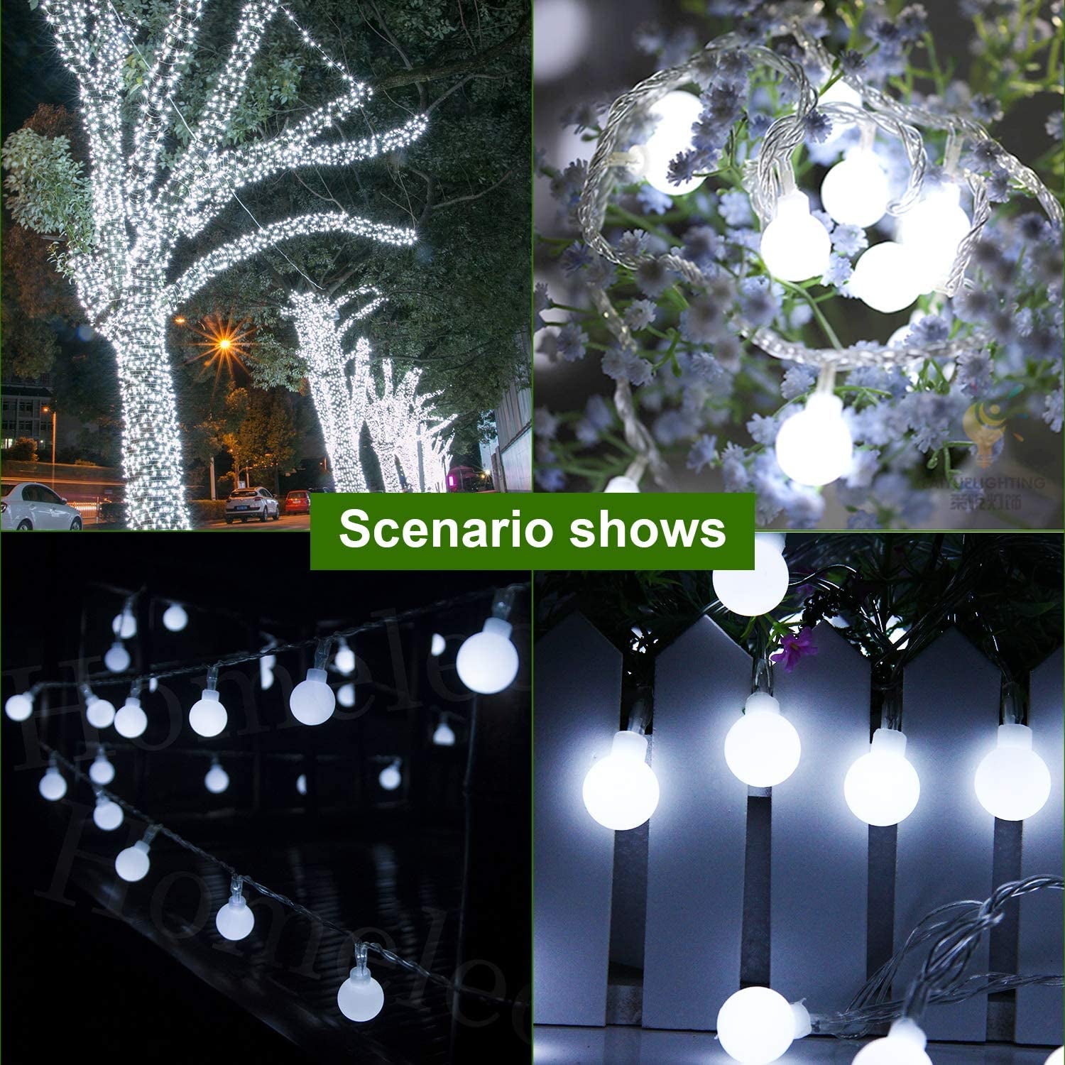 LED String Lights 33Ft 100 LED Battery Powered String Lights 8 Modes with Remote Waterproof Globe Starry Fairy String Lights (White)-1Pack