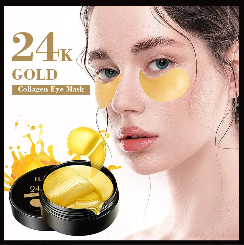 Ilisya 24K Gold Collagen Eye Mask | Hydrating Eye Patches for Dark Circles